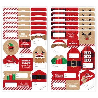Jolly Santa Claus - Assorted Christmas Party Gift Tag Labels - To and From Stickers - 12 Sheets - 120 Stickers