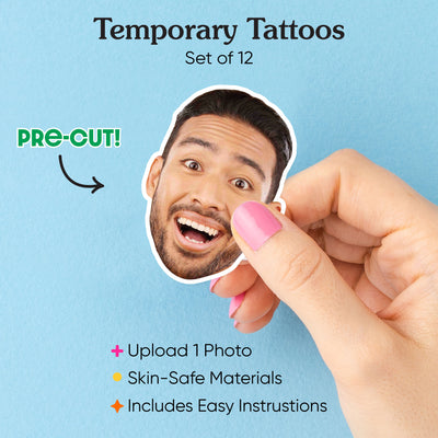 Custom Fun Face Temporary Tattoos - 12 Ct