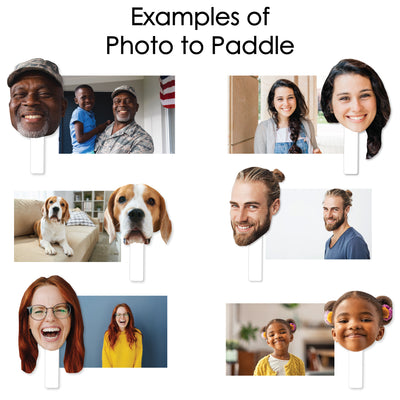 Fun Face Cutout Paddles - Custom Photo Head Cut Out Photo Booth and Fan Props - Upload 1 Photo - 6 Piece Cut Out Kit