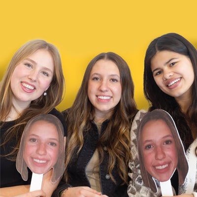 Fun Face Cutout Paddles - Custom Photo Head Cut Out Photo Booth and Fan Props - Upload 1 Photo - 6 Piece Cut Out Kit