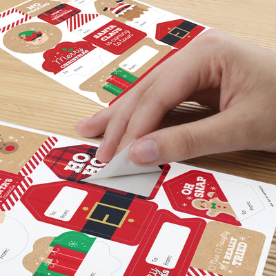 Jolly Santa Claus - Assorted Christmas Party Gift Tag Labels - To and From Stickers - 12 Sheets - 120 Stickers