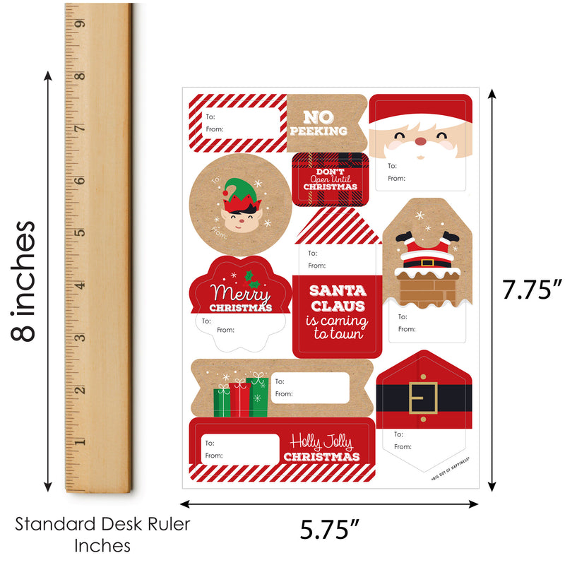 Jolly Santa Claus - Assorted Christmas Party Gift Tag Labels - To and From Stickers - 12 Sheets - 120 Stickers