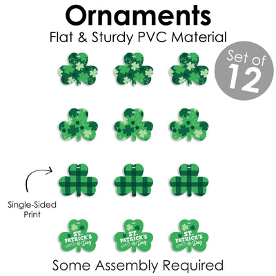 Shamrock St. Patrick's Day - Saint Paddy's Day Decorations - Tree Ornaments - Set of 12